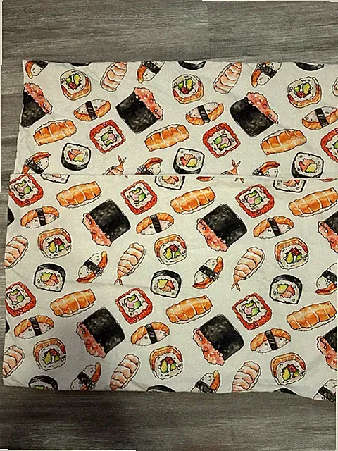 2 Sushi Pillow Cases Standard Size Cartoon Cute Pair Shams Pillowcases