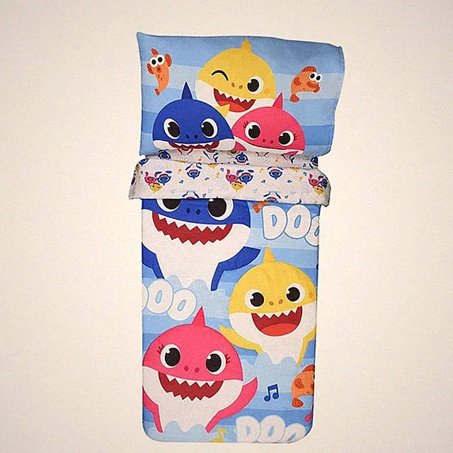 3 Pc Baby Shark Toddler Bedding Sheet Set with Reversible Comforter for Kids