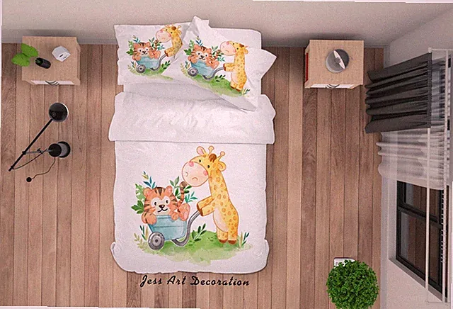 3D Animals Trolley Leaves Cartoon Quilt Cover Set Bedding Sets Pillowcases 64