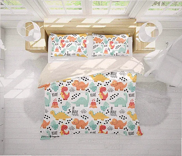 3D Cartoon Dinosaur Leaves Pattern Quilt Cover Set Bedding Sets Pillowcases 64