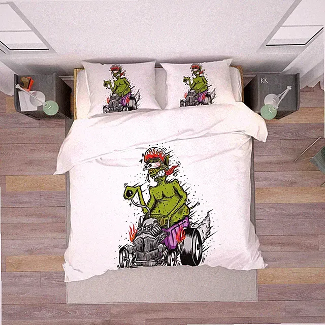 3D Kart Monster Cartoon Quilt Cover Set Bedding Sets Pillowcases