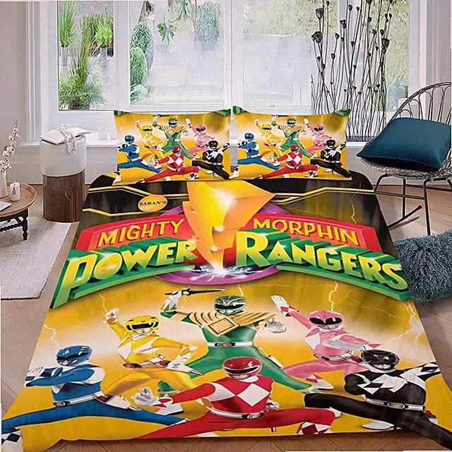 3Pcs Bedding Sets For Mighty Morphin Power Rangers Duvet Cover Sets for Kid Soft