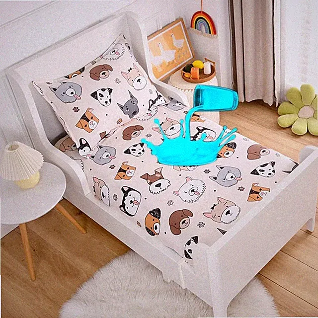 Bed Fitted Sheet and Pillowcases Set,TPU Waterproof Mattress Protector,Cute D...