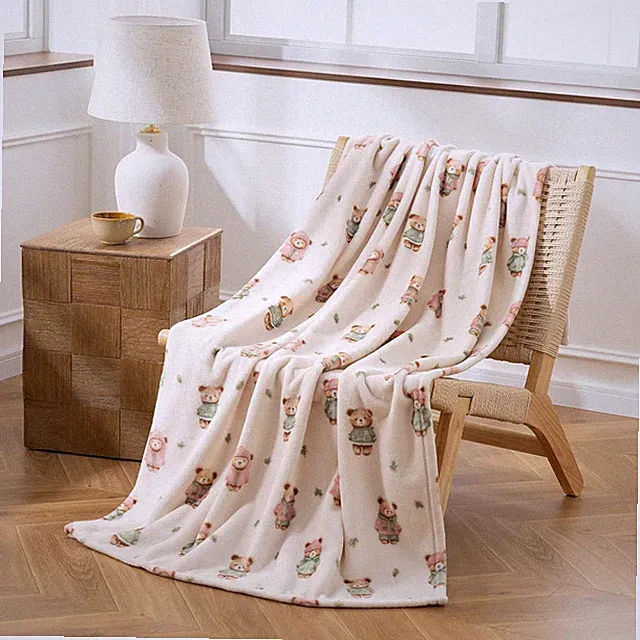 Cartoon Fleece Throw Blanket, Cute Animal Characters Plush Home Decor, Soft L...