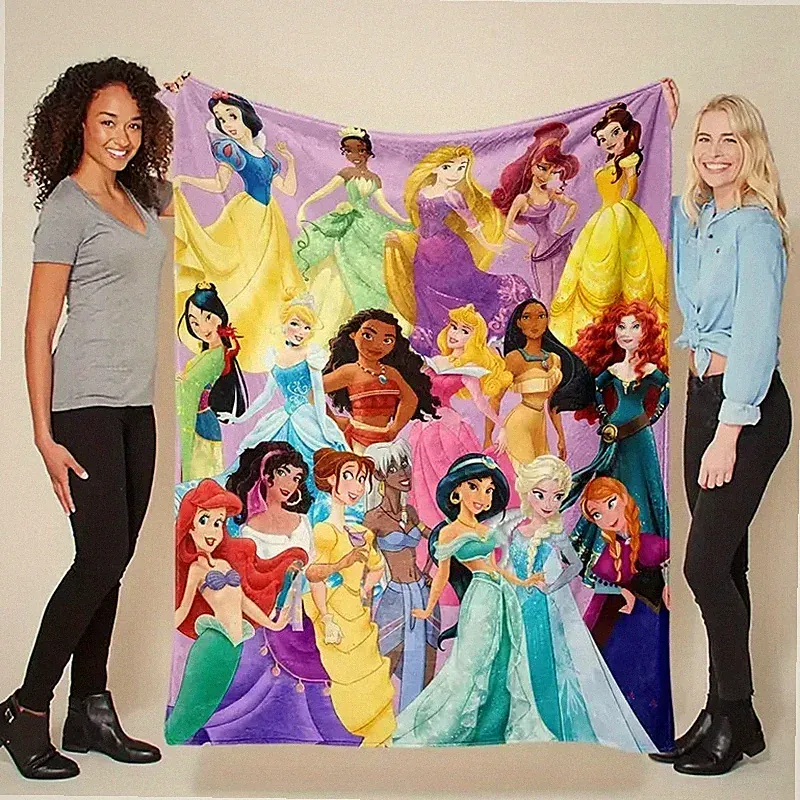 Cartoon Princess Flannel Throw Blanket Soft Cozy Bed Sofa Gift