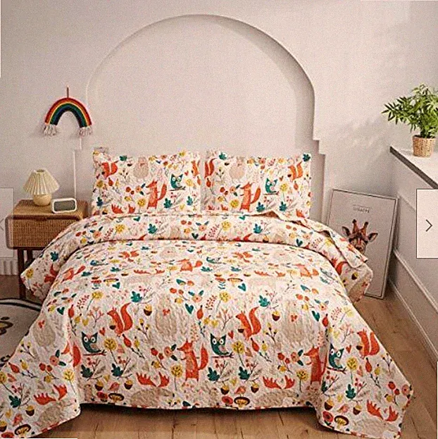 Cartoons Fox beadspread Queen Size Children Cute Jungle Lightweight