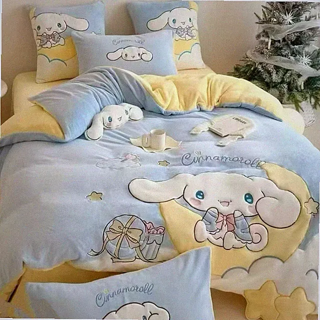 Cinnamoroll Sanrio Milk Velvet 3-Piece Duvet Cover Set Plush Embroidery Soft