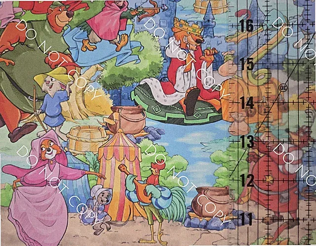Custom 100% Cotton Woven Fabric Robin Hood Movie Cartoon By The 1/4 Yard 9x56