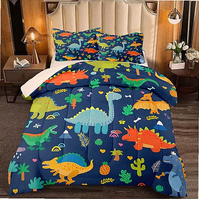 Cute Cartoon Dinosaur Bedding Set, Ultra Soft Full Size Comforter Set for Boys