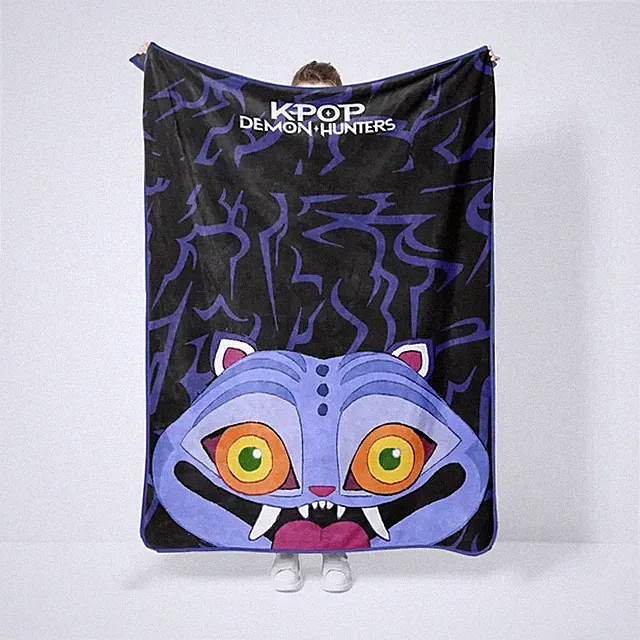 Cute Cartoon Kpop Demon Tiger Flannel Blanket Ultra Soft Cozy Plush Throw