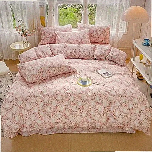 Cute Rabbit Floral Duvet Cover Size Children Bedding Queen Flower & Rabbit