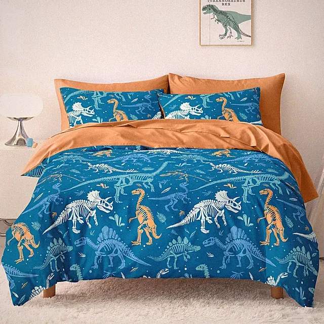 Dinosaur Bedding Set for Boys, Colorful Dino Prehistoric Fossil, Soft Light...