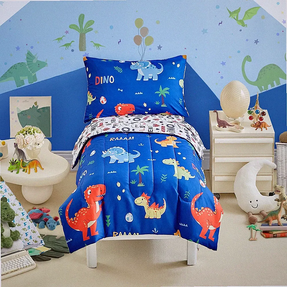 Dinosaur Bedding Set for Boys Girls 4 Pieces Bed Set - Ultra Soft Cartoon Cut...