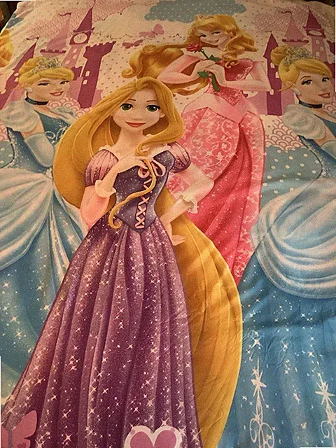 Disney Princess ReversibleTwin Toddler Duvet Cover Pillowcase RapunzelCinderella