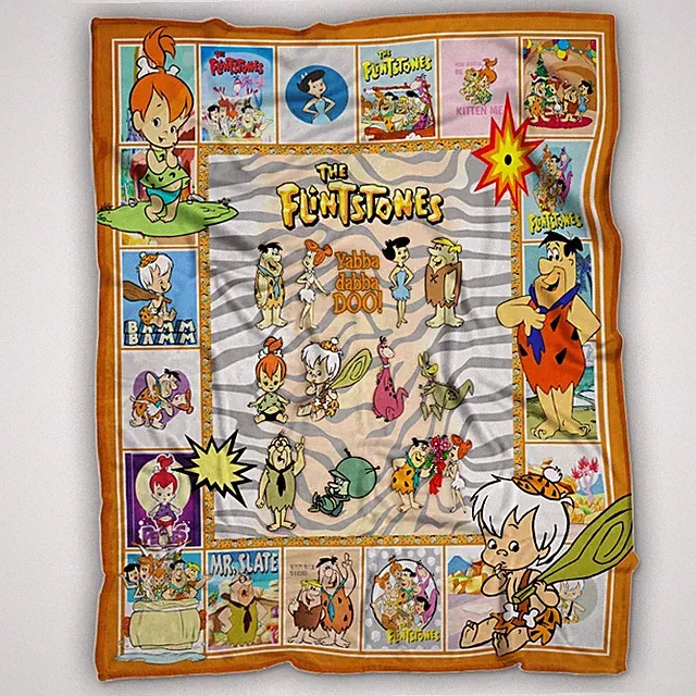 Fred Flintstone Blanket, Cartoon Movies Fleece, Sherpa Blanket Movies Lover Gift
