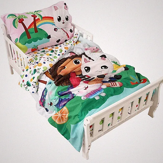 Gabby's Dollhouse Multicolored Toddler Sheet Set for Kids- 3 Pcs Bedding Set