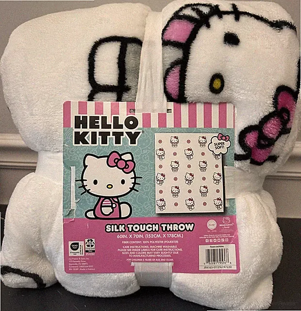 Hello Kitty Silk Touch Throw Blanket 60 X 70 Super Soft Kids Bed White New