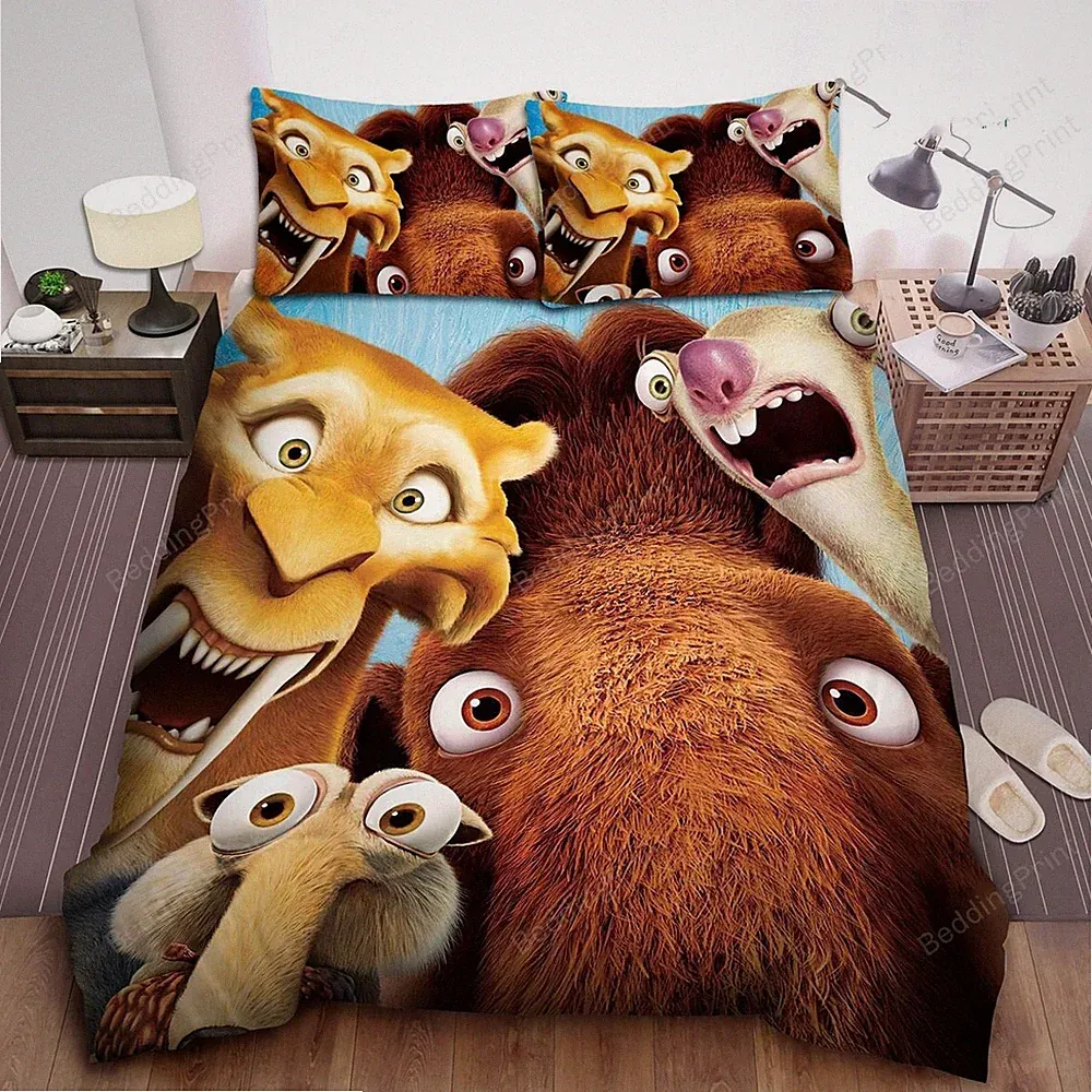 Ice Age Cartoon Bedding Duvet Cover Set (3pcs), Movies Bedspread Pillow Cases