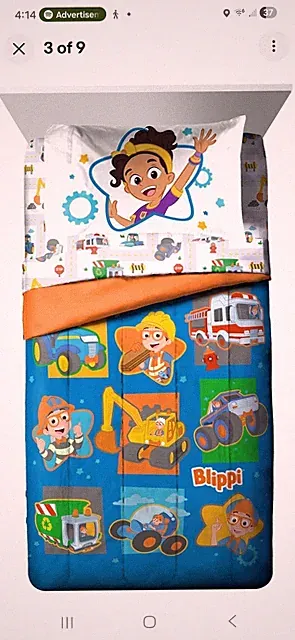 Jay Franco Blippi Meekah Full 4-Piece Comforter Sheet Set Trucks Toddler Blue