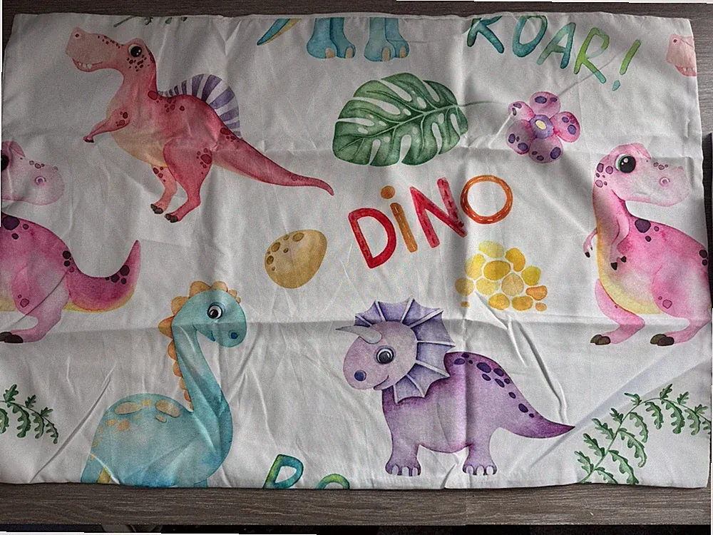 KIDS CARTOON DINOSAUR POLYESTER TWIN BED SHEET WITH 2 STANDARD PILLOW CASES NEW