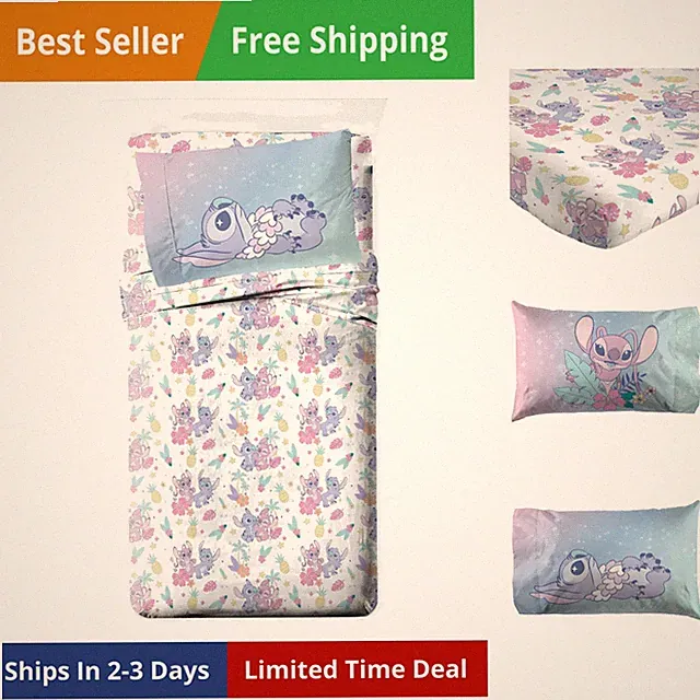 Kids Sheet Cartoon Set with Fitted, Flat Sheets & Pillow Cover - Ultra-Soft B...
