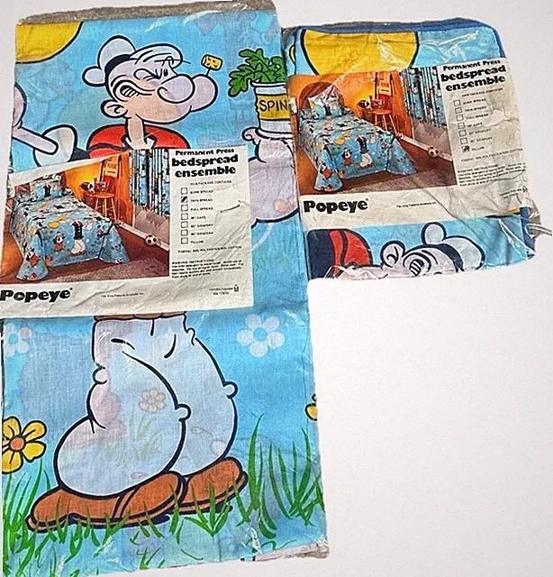 POPEYE The Sailor Bedspread w/ Sham Twin Size Nordic House Unopened Package VTG
