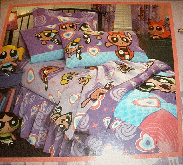 Power Puff Girls DOUBLE / FULL - SET Sheet 4 Pc Dan River Vintage Y2K 2000 NEW