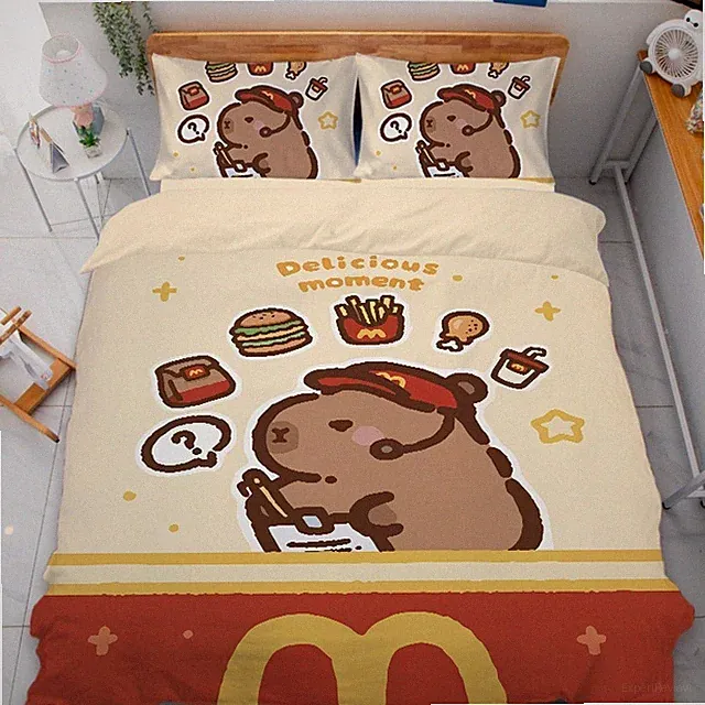 Queen Quilt All Sizes Sheets Pillowcases cute Capybara cartoon comfortable