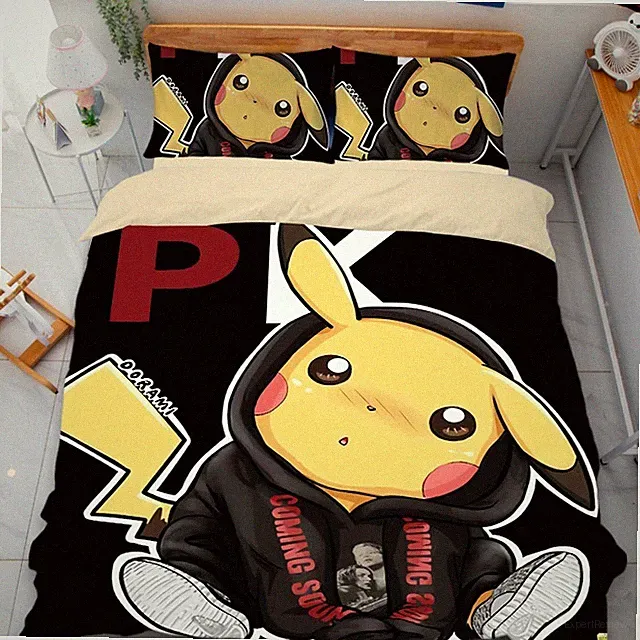 Queen Quilt All Sizes Sheets Pillowcases cute Pokémon cartoon comfortable