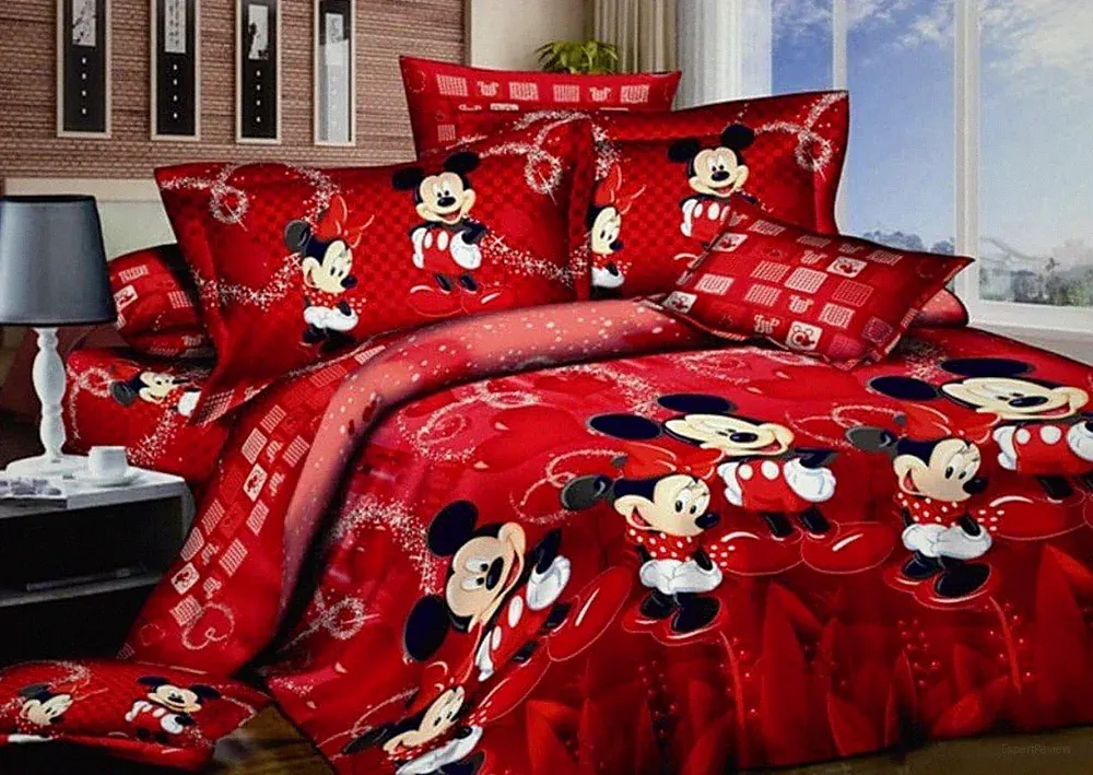 Reversible Mickey Mouse Kids Duvet Cover Set, 100% Cotton, King Size