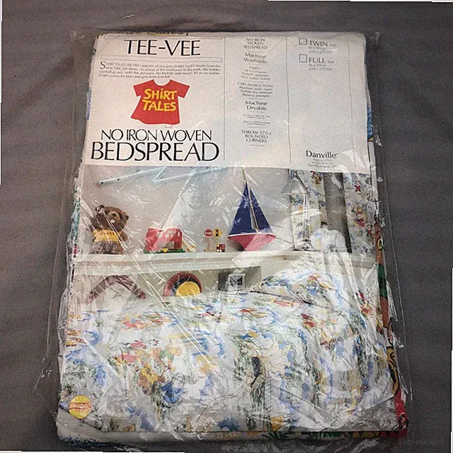 SHIRT TALES Vintage Danville Tee Vee NBC 80's Cartoon Twin Bedspread 81x110 USA