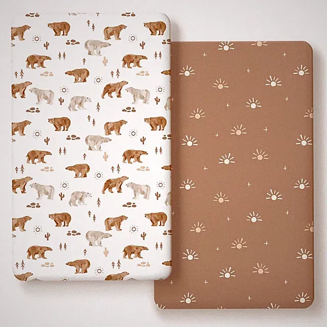 Stretchy Ultra Soft Jersey Knit Fitted Crib Sheets Set 2 Pack Fit All Standar...
