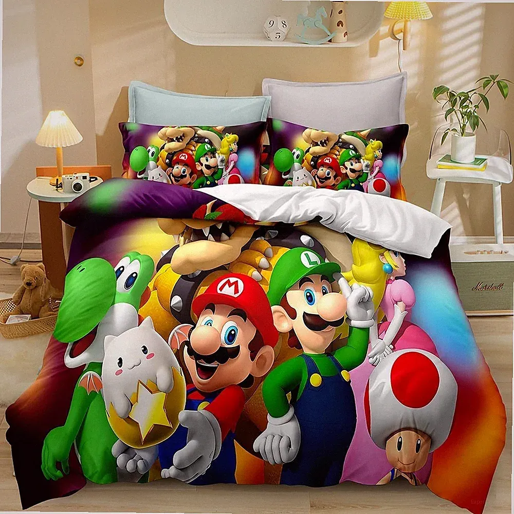 Super Mario Cartoon 3 Pic Bedding Sets Comforter Cover Quilt Cover Pillowcases