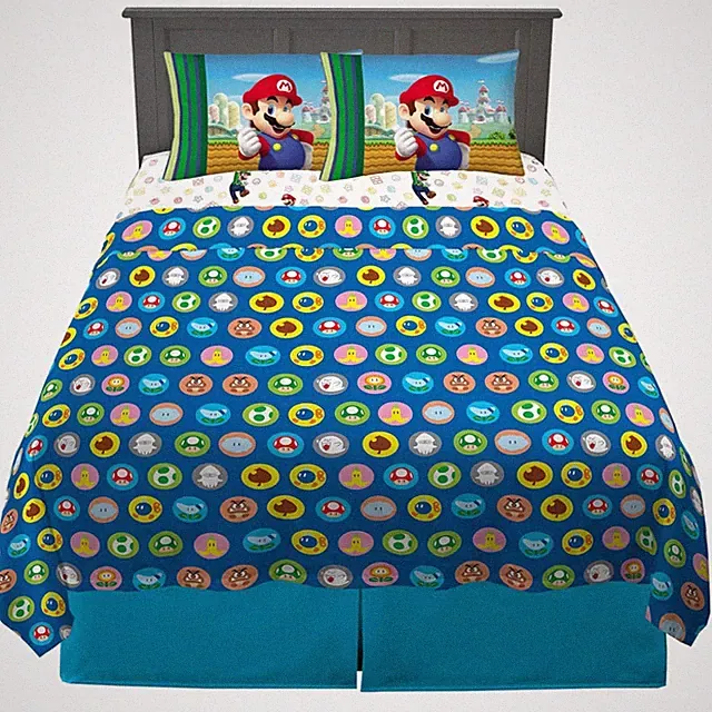Super Mario Cartoon Full Size Bed Sheets#