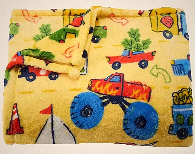 The Big One Plush Throw Blanket Cartoon Vehicles Print 60 x 72 Trucks Cars Boys