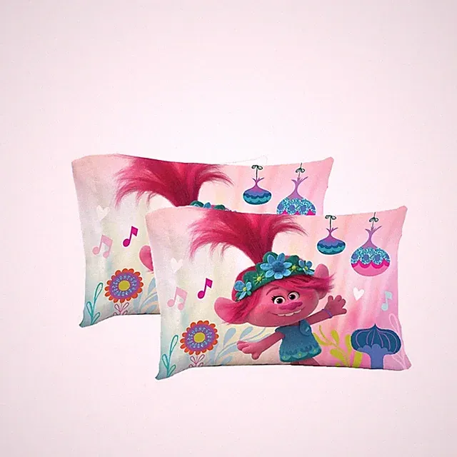 Trolls Standard 2 Piece Reversible Pillowcase for Kids - 20 x 30 Inch - 2pcs