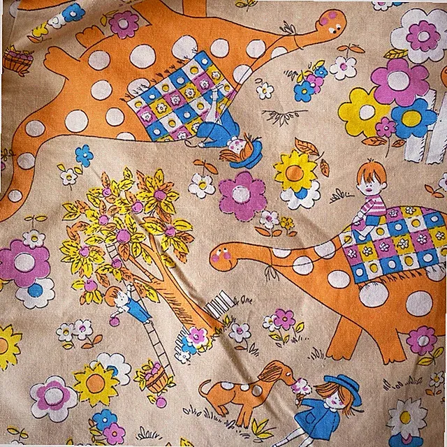 Vintage 1970s Twin Bedspread Animal Cartoon Kids 70s Hand Made Mod Happy Zoo MCM