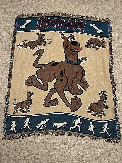 Vintage 90s Scooby Doo Throw Blanket With The Mystery Gang Rare Collectible