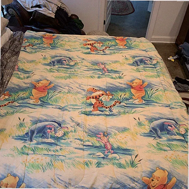Vintage Disney Winnie The Pooh Reversible Twin Comforter, pillowcase, bed skirt