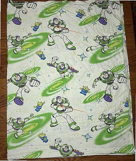 VTG Toy Story 2 Buzz Lightyear & Aliens Disney Pixar Twin Flannel Flat Sheet USA